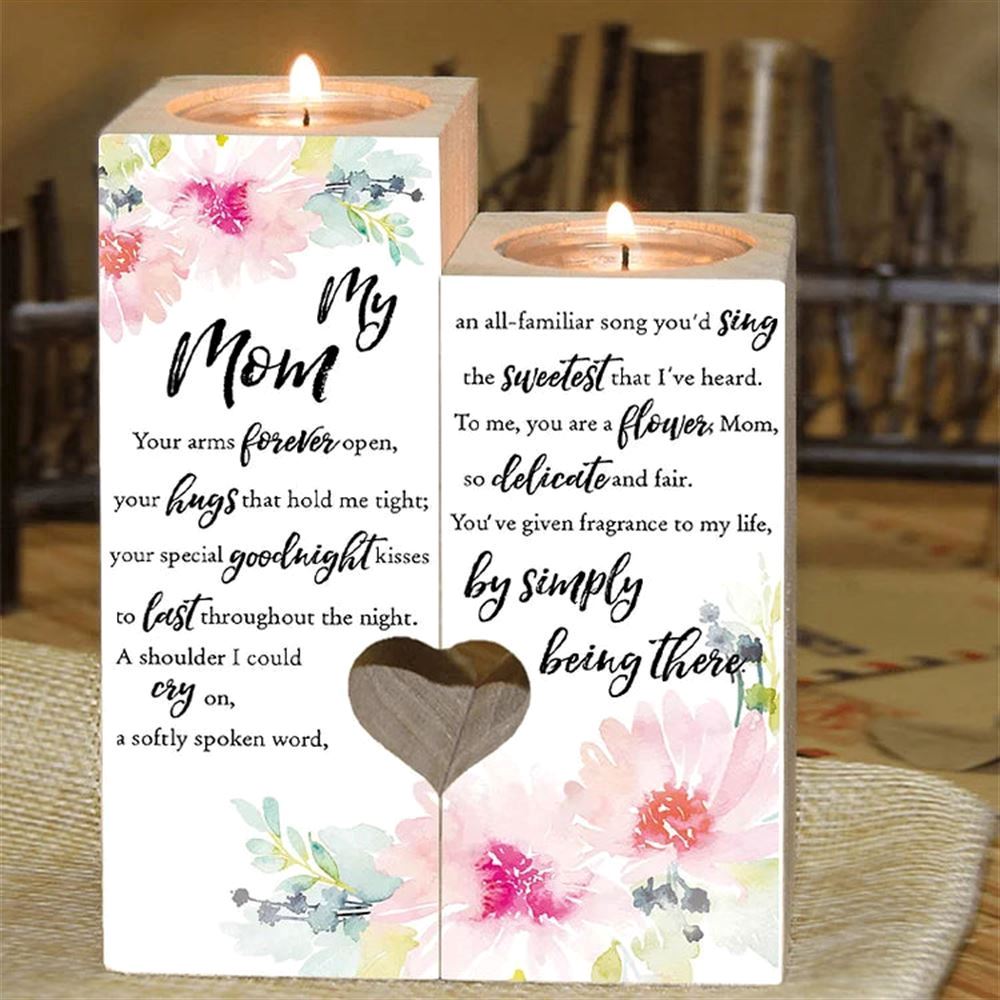 Mother's Day Candle Holders, To My Mom Heart Candle Holders, You Are A Flower, Heart Candle Holder Gifts For Mom