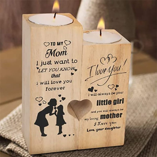Mother's Day Candle Holders, To My Mom, I Just Want To Let You Know That I Will Love You Forever Wooden Candle Holder