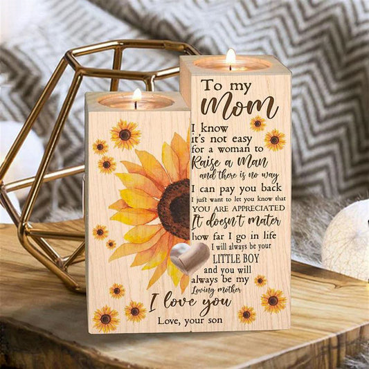 Mother's Day Candle Holders, To My Mom I Know It'S Not Easy For A Woman, Wooden Candlestick