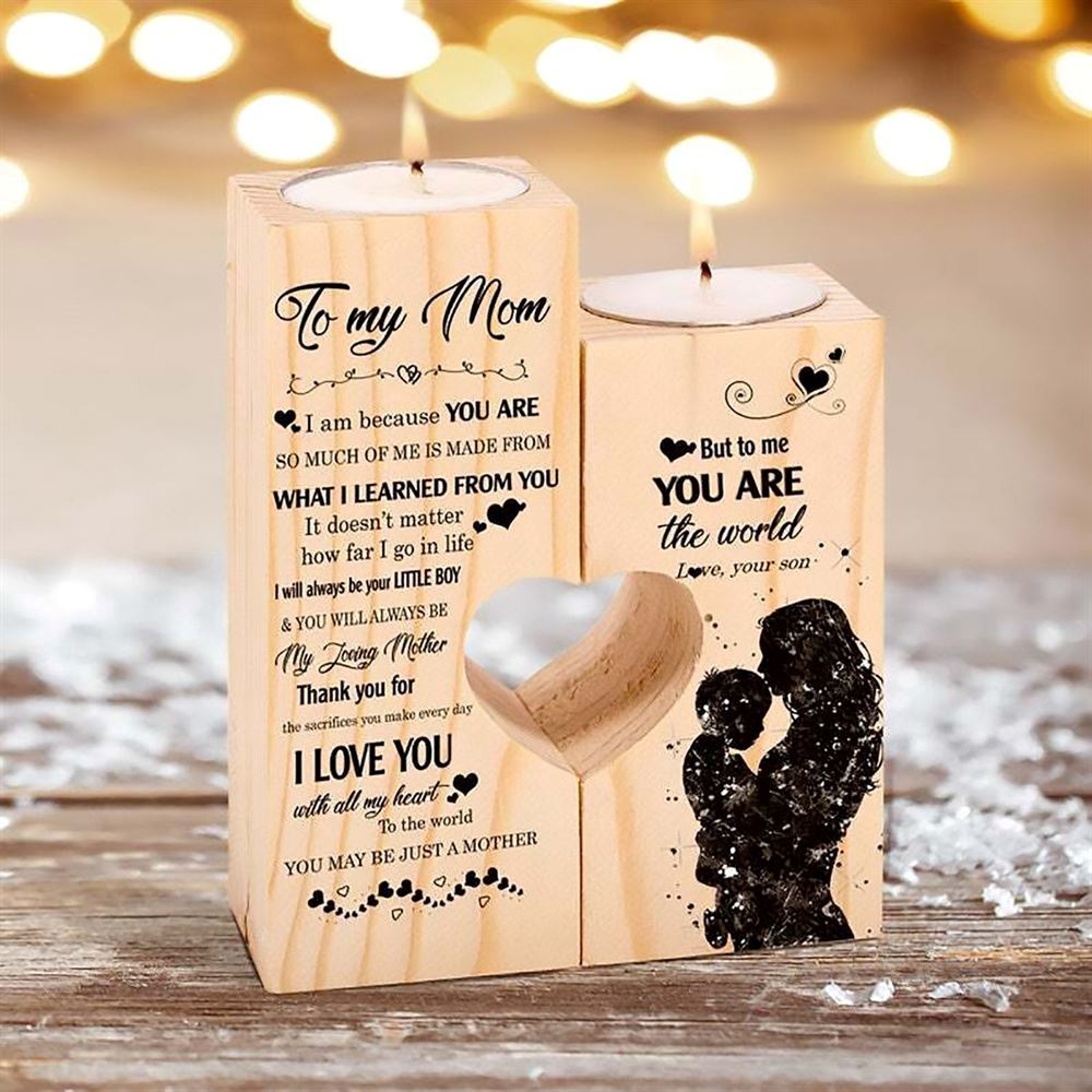 Mother's Day Candle Holders, To My Mom, I Love You With All My Heart Candle Holders