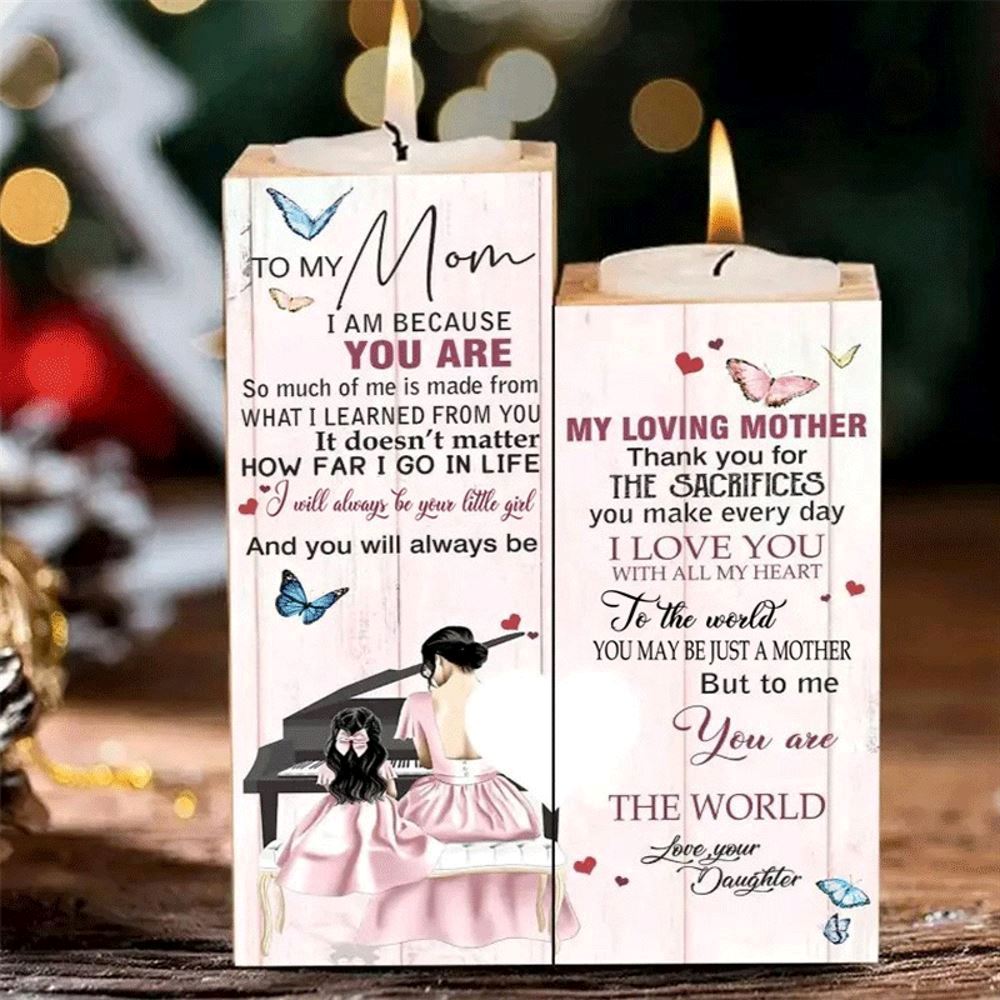 Mother's Day Candle Holders, To My Mom, I Love You With All My Heart Heart Candle Holders