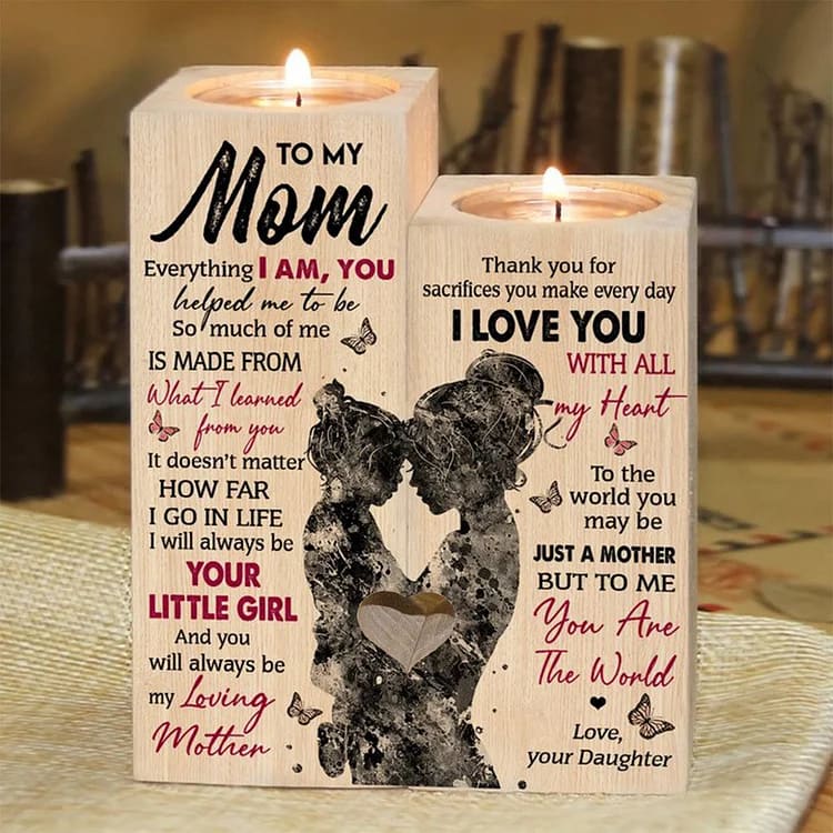 Mother's Day Candle Holders, To My Mom, I Will Always Be Your Little Girl Heart Candle Holder