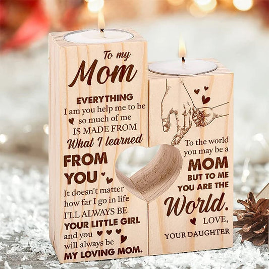 Mother's Day Candle Holders, To My Mom, I Will Always Be Your Little Girl Wooden Candle Holder