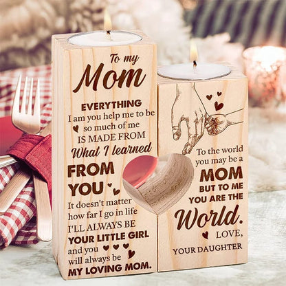Mother's Day Candle Holders, To My Mom, I Will Always Be Your Little Girl Wooden Candle Holder