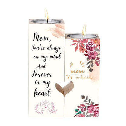 Mother's Day Candle Holders, To My Mom In Heaven Heart Candle Holders, You'Re Always On My Mind, Heart Memorial Candle Holder Gifts For Mom In Heaven