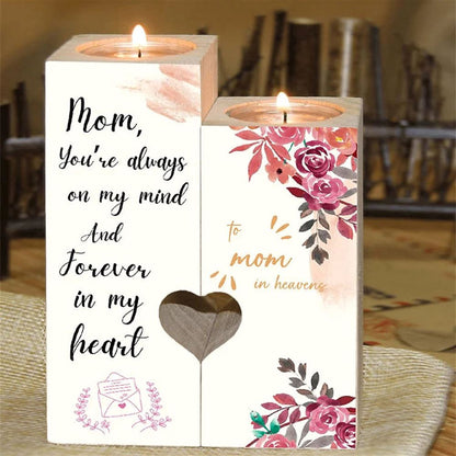 Mother's Day Candle Holders, To My Mom In Heaven Heart Candle Holders, You'Re Always On My Mind, Heart Memorial Candle Holder Gifts For Mom In Heaven
