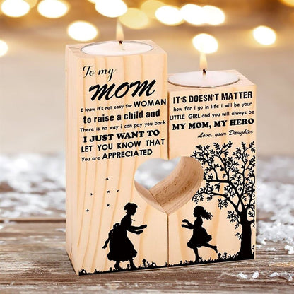 Mother's Day Candle Holders, To My Mom, My Mom, My Hero Heart Candle Holders