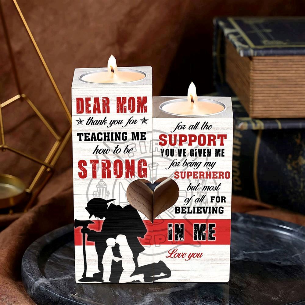 Mother's Day Candle Holders, To My Mom, Thank You For Teaching Me How To Strong Heart Candle Holders