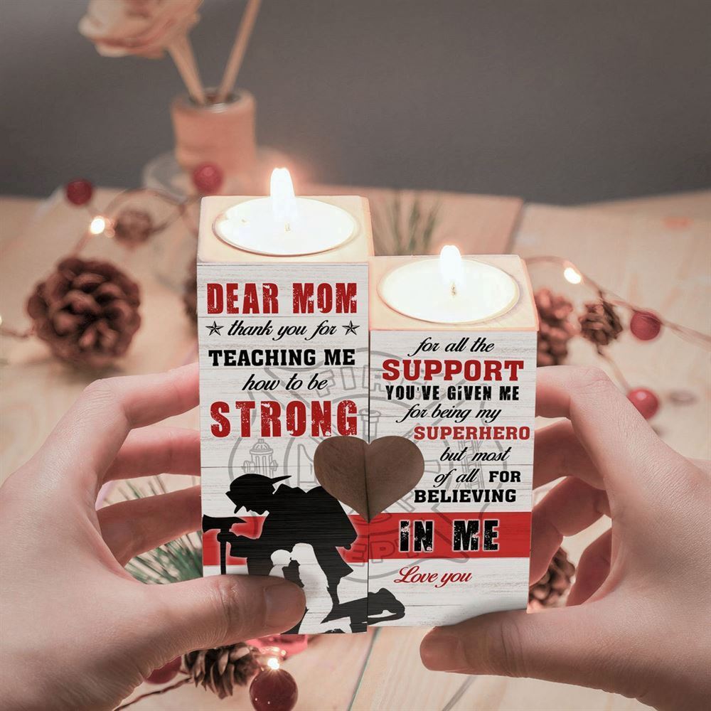 Mother's Day Candle Holders, To My Mom, Thank You For Teaching Me How To Strong Heart Candle Holders