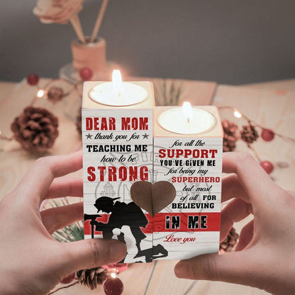 Mother's Day Candle Holders, To My Mom, Thank You For Teaching Me How To Strong Heart Candle Holders