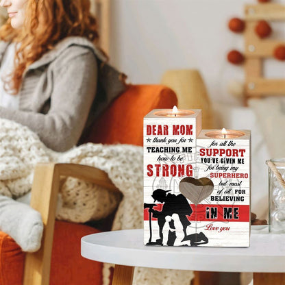 Mother's Day Candle Holders, To My Mom, Thank You For Teaching Me How To Strong Heart Candle Holders