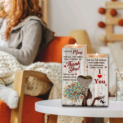 Mother's Day Candle Holders, To My Mom, Words Sometimes Go Unspoken I Need To Say I Love You Heart Candle Holders