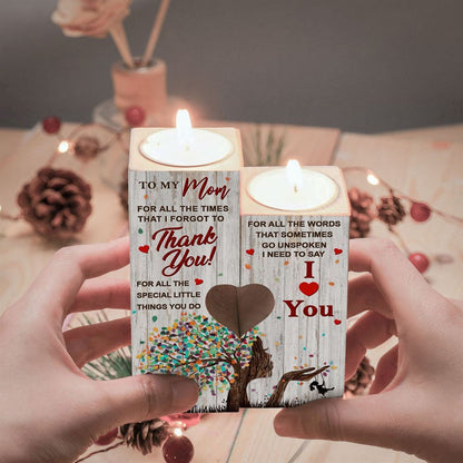 Mother's Day Candle Holders, To My Mom, Words Sometimes Go Unspoken I Need To Say I Love You Heart Candle Holders