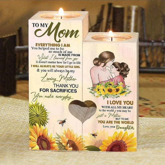 Mother's Day Candle Holders, To My Mom, You Will Always Be My Loving Mother Wooden Candle Holder