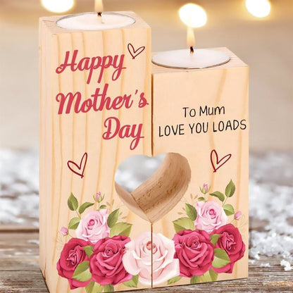 Mother's Day Candle Holders, To My Mother, Happy Mother'S Day To Mum Love You Loads Heart Candle Holders