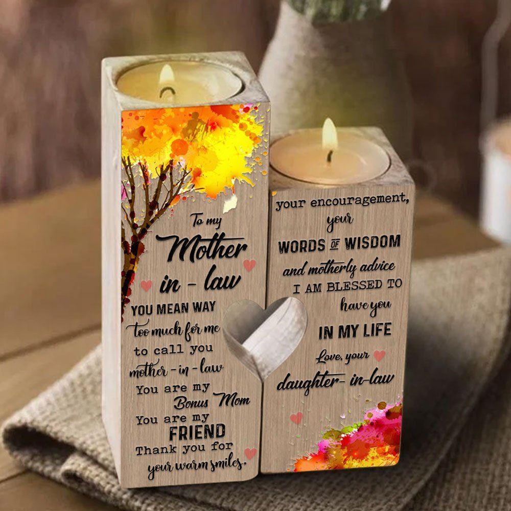 Mother's Day Candle Holders, To My Mother In Law, You Are My Bonus Mom You Are My Friend Thank You For Your Warm Smiles