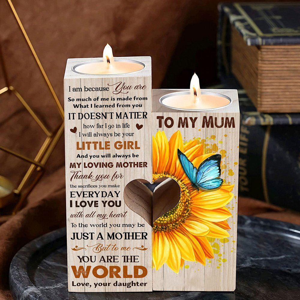 Mother's Day Candle Holders, To My Mum, Thank You For Sacrifices You Make Everyday I Love You With All My Heart Heart Candle Holders