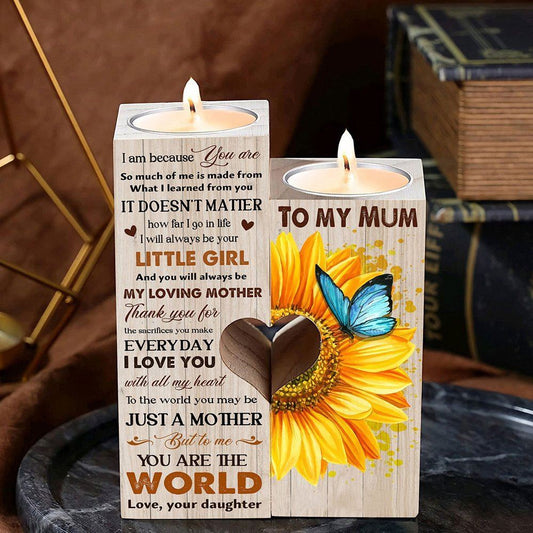 Mother's Day Candle Holders, To My Mum, Thank You For Sacrifices You Make Everyday I Love You With All My Heart Heart Candle Holders