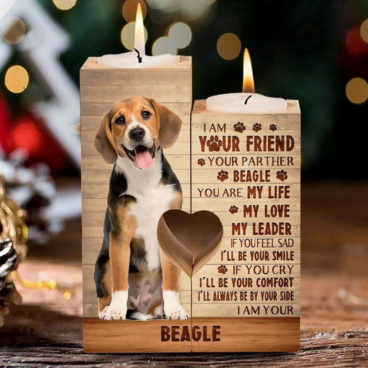 Mother's Day Candle Holders, To My Pet, I Am Your Friend Your Parther Beagle You Are My Life My Love My Leader Heart Candle Holders
