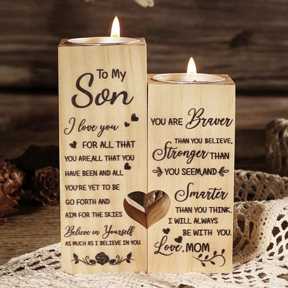 Mother's Day Candle Holders, To My Son, I Love You Candle Holder Candlestick Mom To Son