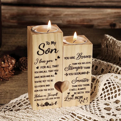 Mother's Day Candle Holders, To My Son, I Love You Candle Holder Candlestick Mom To Son