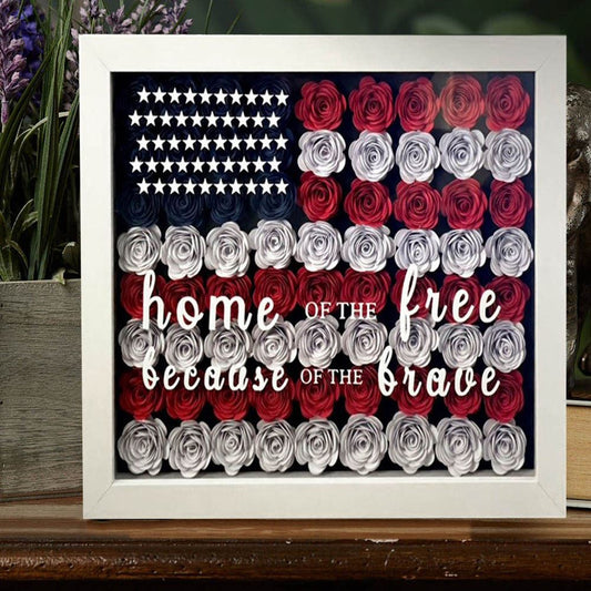 Mother's Day Flower Shadow Box, Personalized Flower Shadow Box American Flag Frame 4th of July
