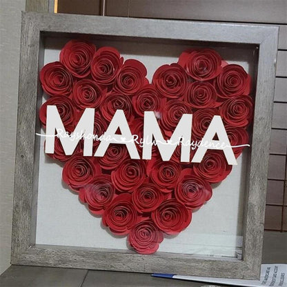 Mother's Day Flower Shadow Box, Personalized Grandma DarkViolet Flower Shadow Box With Name For Mother's Day