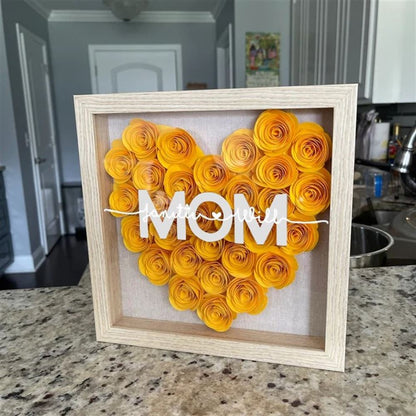 Mother's Day Flower Shadow Box, Personalized Grandma DarkViolet Flower Shadow Box With Name For Mother's Day