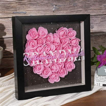 Mother's Day Flower Shadow Box, Personalized Grandma Purple Flower Shadow Box With Kids Name For Grandma Mother's Day Gift
