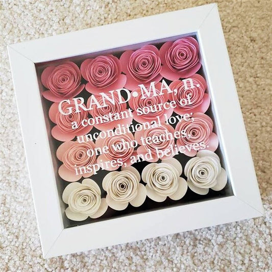 Mother's Day Flower Shadow Box, Personalized Grandma Red Mix Flower Shadow Box For Mother's Day Birthday