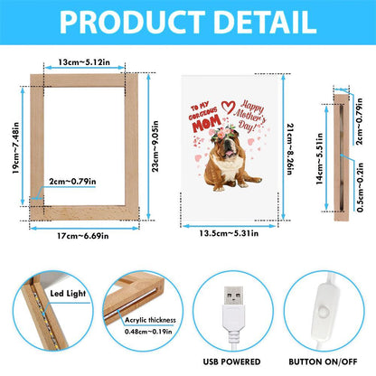 Mother's Day Gift For Mom Who Loves Bulldog Vertical Frame Lamp, Mother's Day Night Light, Best Mom Ever, Gift For Mom