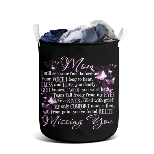 Mother's Day Laundry Basket, Butterfly I Still See You Mom Insects Bugs Lovers Laundry Basket, Mother's Day Gift, Storage Basket For Mom