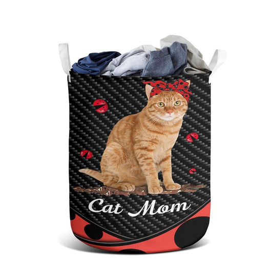 Mother's Day Laundry Basket, Cat Mom Red And Black Polka Dots Laundry Basket, Mother's Day Gift, Storage Basket For Mom