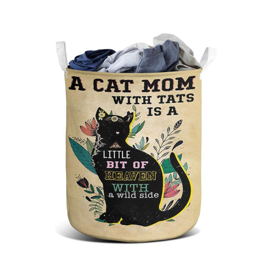 Mother's Day Laundry Basket, Cat Mom With Tats Laundry Basket Vintage Laundry Basket, Mother's Day Gift, Storage Basket For Mom