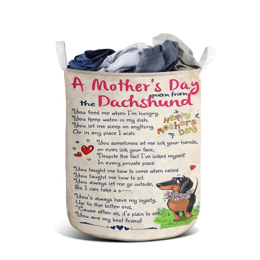 Mother's Day Laundry Basket, Dachshund Dog A Mother'S Day Poem From The Dachshund Laundry Basket, Mother's Day Gift, Storage Basket For Mom
