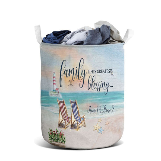 Mother's Day Laundry Basket, Family Blessing Personalized Laundry Basket, Mother's Day Gift, Storage Basket For Mom
