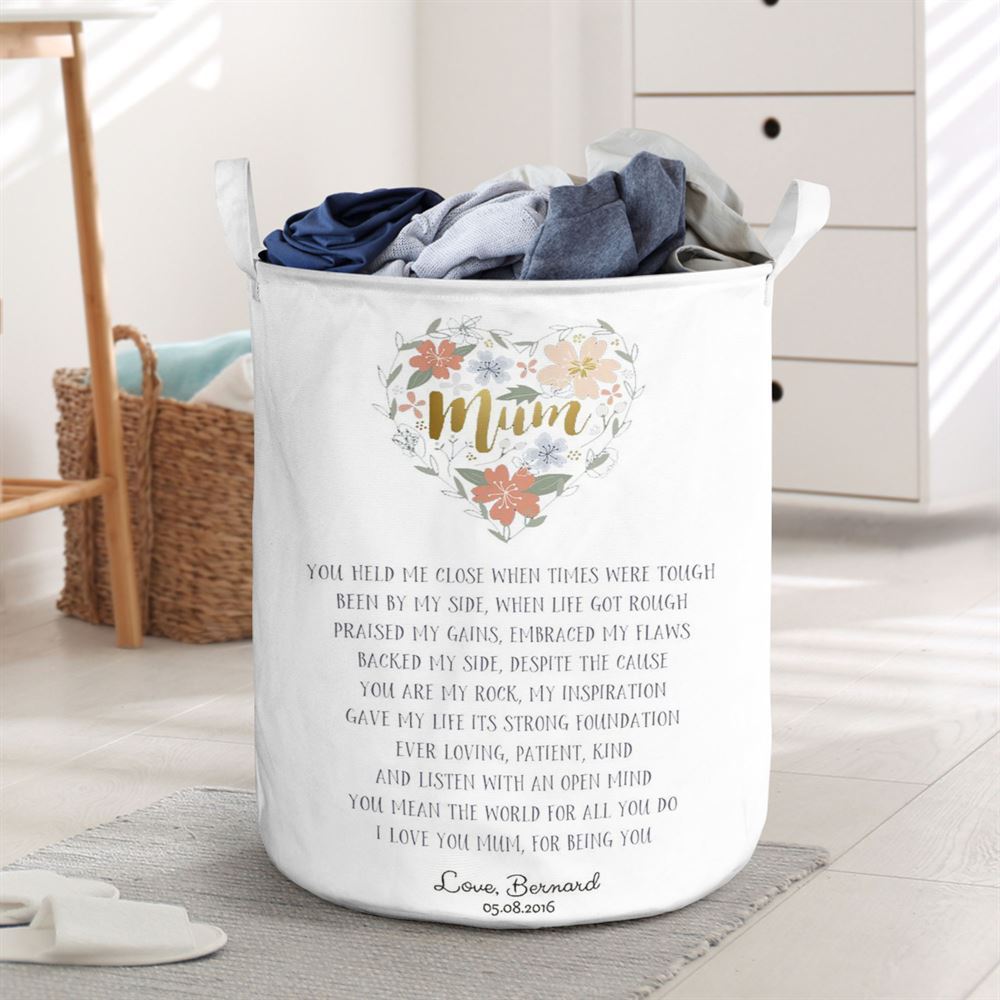 Mother's Day Laundry Basket, Family Panda Personalized Mum Poem Laundry Basket, Mother's Day Gift, Storage Basket For Mom