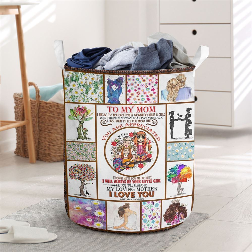 Mother's Day Laundry Basket, Hippie Family Daughter To My Mom Laundry Basket, Mother's Day Gift, Storage Basket For Mom