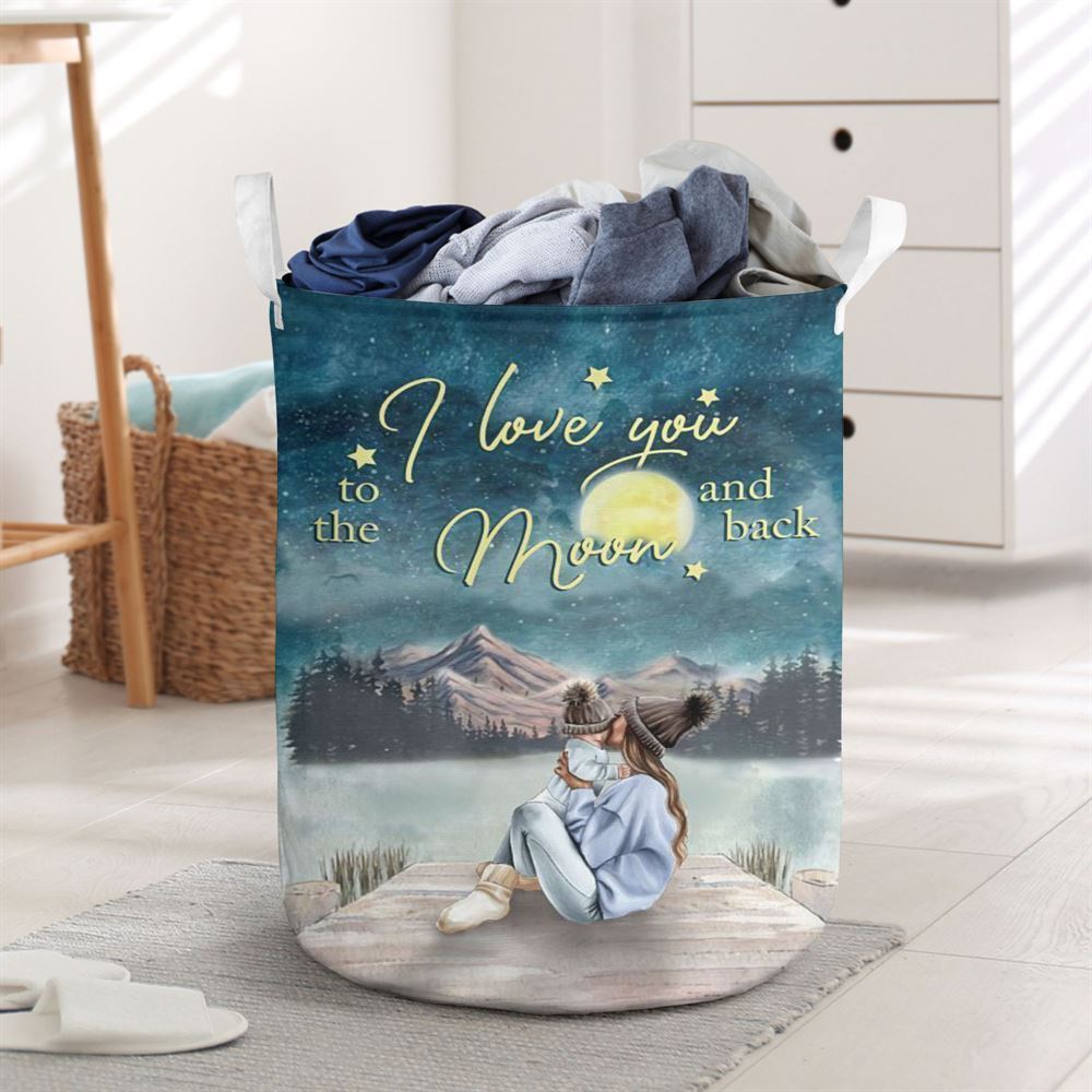 Mother's Day Laundry Basket, I Love You To The Moon And Back Laundry Basket, Mother's Day Gift, Storage Basket For Mom