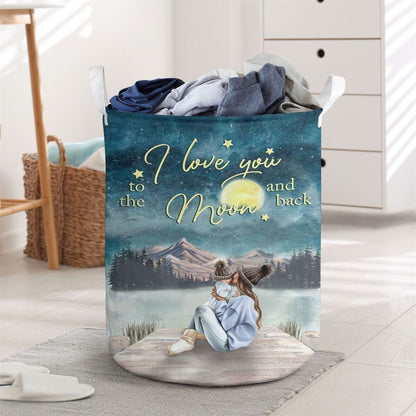 Mother's Day Laundry Basket, I Love You To The Moon And Back Laundry Basket, Mother's Day Gift, Storage Basket For Mom