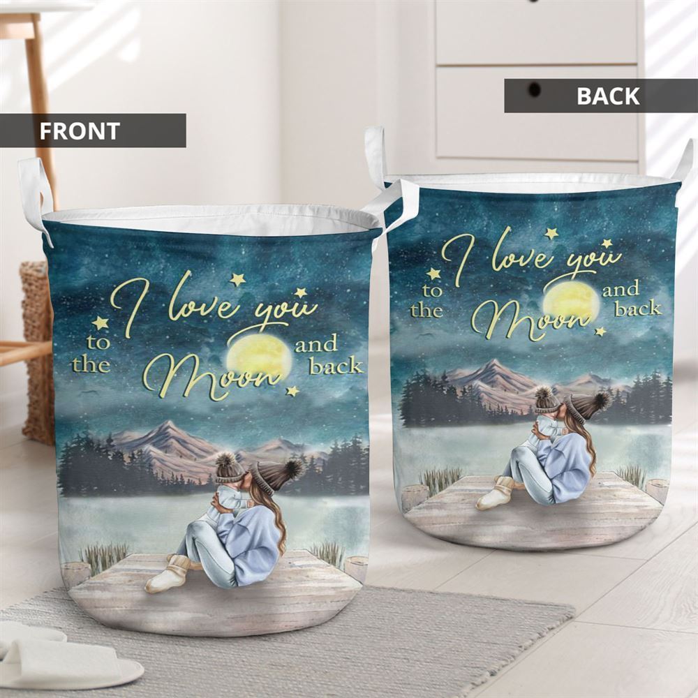 Mother's Day Laundry Basket, I Love You To The Moon And Back Laundry Basket, Mother's Day Gift, Storage Basket For Mom