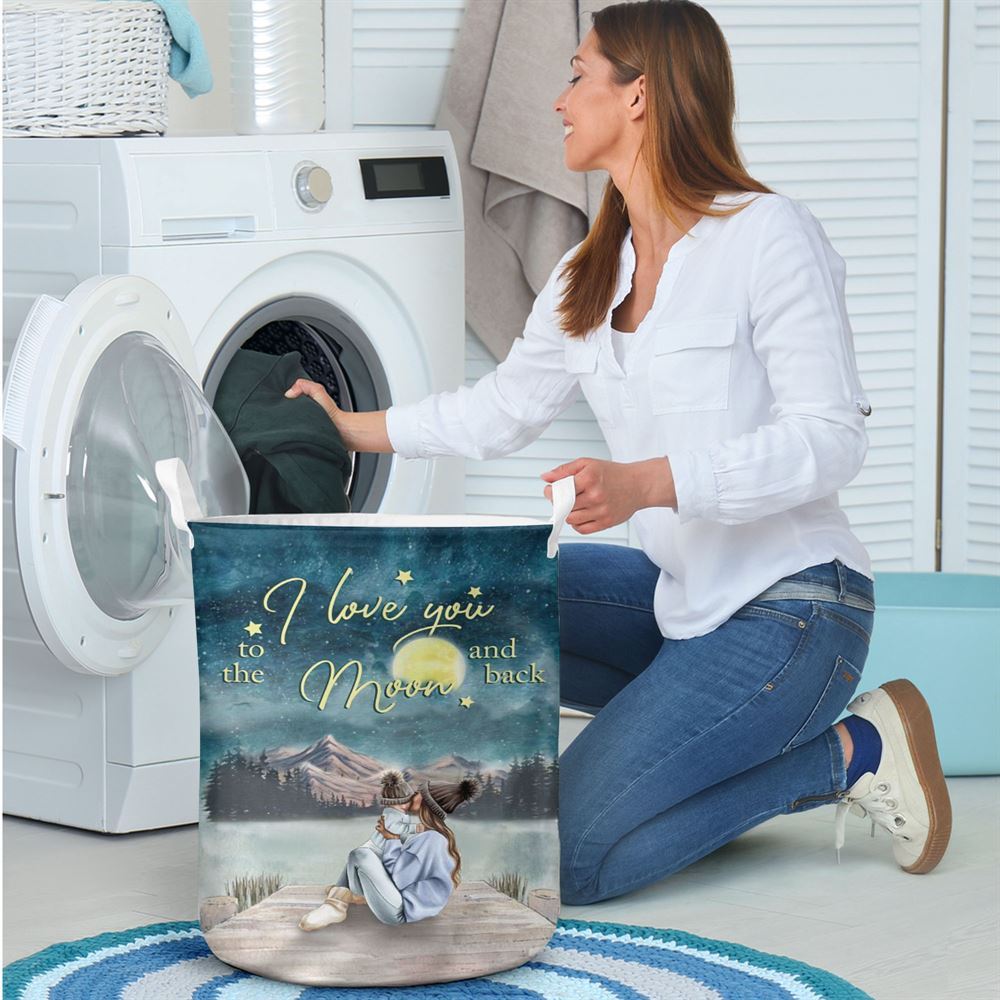 Mother's Day Laundry Basket, I Love You To The Moon And Back Laundry Basket, Mother's Day Gift, Storage Basket For Mom