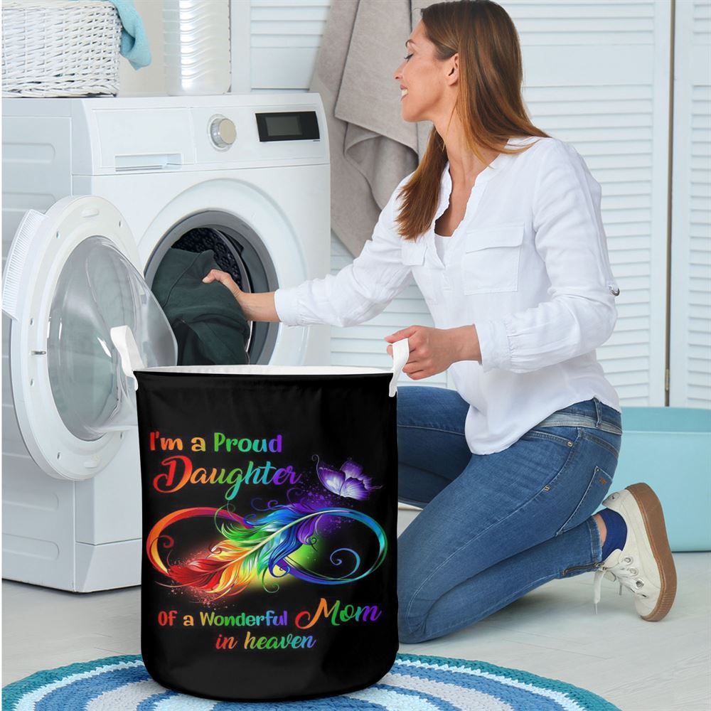 Mother's Day Laundry Basket, I'M A Proud Daughter Of A Wonderful Mom In Heaven Laundry Basket, Mother's Day Gift, Storage Basket For Mom