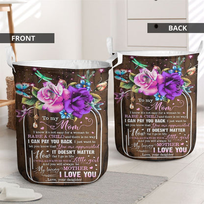 Mother's Day Laundry Basket, It's Not Easy For A Woman To Raise A Child Mother's Day Laundry Basket For Mom, Mother's Day Gift, Storage Basket For Mom