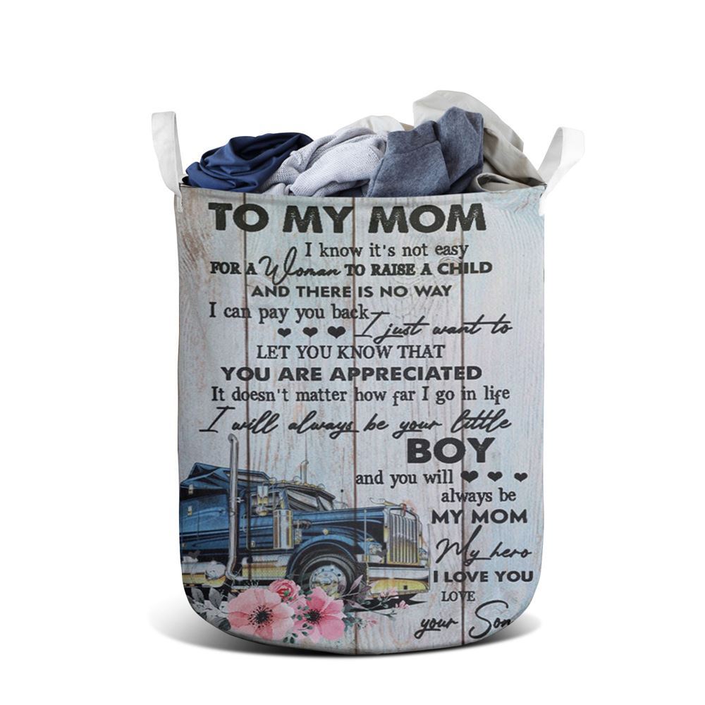 Mother's Day Laundry Basket, It's Not Easy For A Woman To Raise A Child Mother's Day Laundry Basket, Mother's Day Gift, Storage Basket For Mom