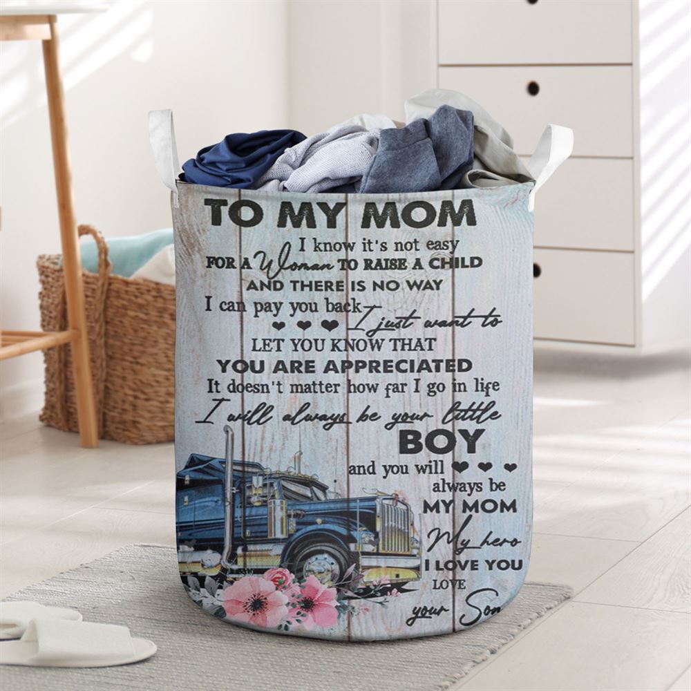 Mother's Day Laundry Basket, It's Not Easy For A Woman To Raise A Child Mother's Day Laundry Basket, Mother's Day Gift, Storage Basket For Mom