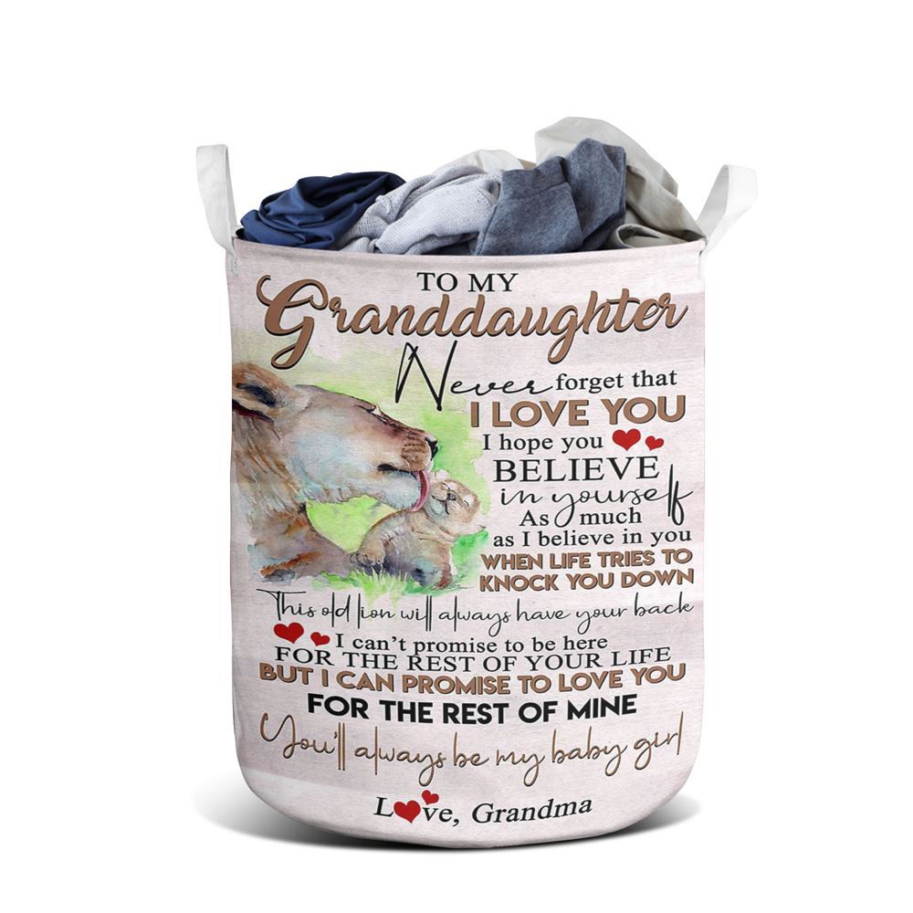 Mother's Day Laundry Basket, Lion Mother And Cub Baby Lion To My Granddaughter Laundry Basket, Mother's Day Gift, Storage Basket For Mom