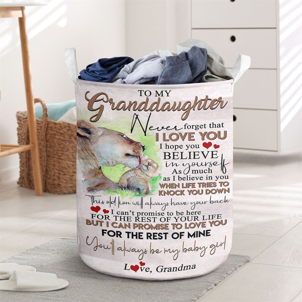 Mother's Day Laundry Basket, Lion Mother And Cub Baby Lion To My Granddaughter Laundry Basket, Mother's Day Gift, Storage Basket For Mom