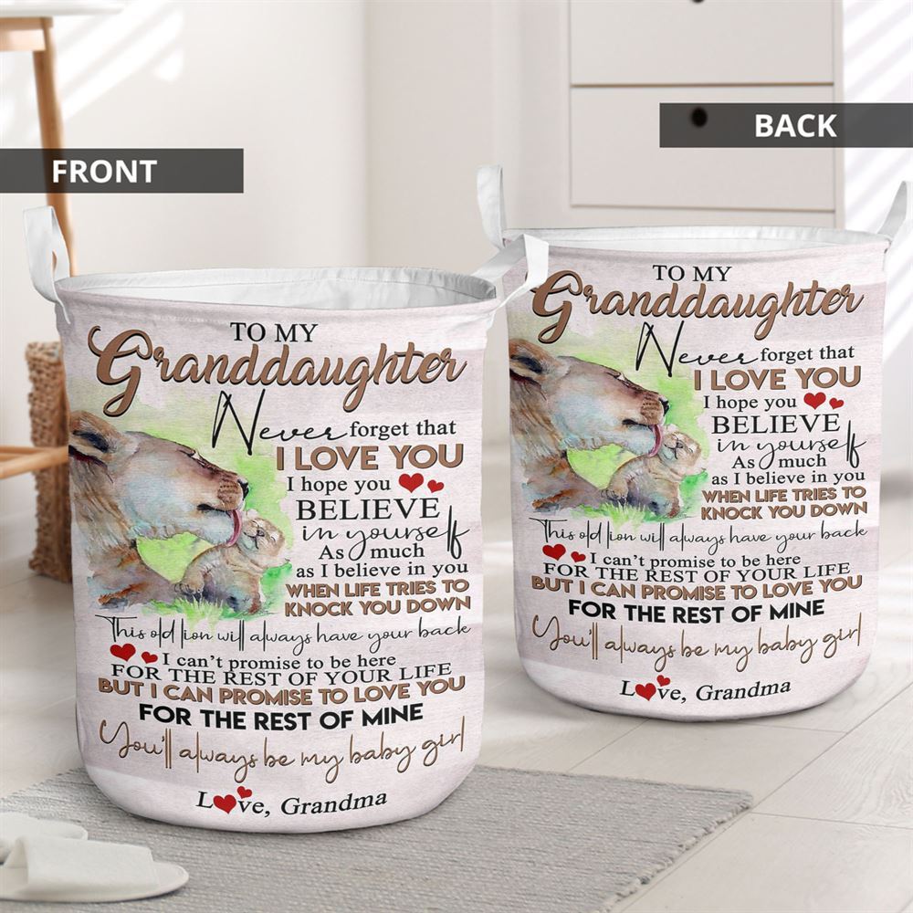 Mother's Day Laundry Basket, Lion Mother And Cub Baby Lion To My Granddaughter Laundry Basket, Mother's Day Gift, Storage Basket For Mom