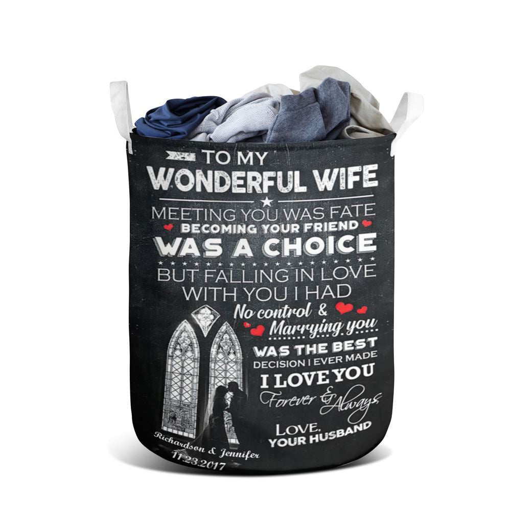 Mother's Day Laundry Basket, Meeting You Was Fate My Wonderful Wife Laundry Basket, Mother's Day Gift, Storage Basket For Mom